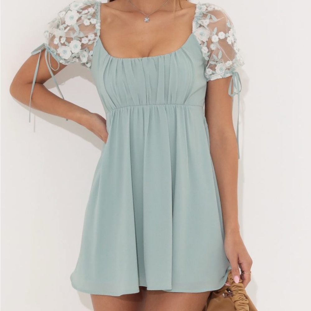 Lucy in the sky Leilani Crepe Baby Doll Dress in Teal